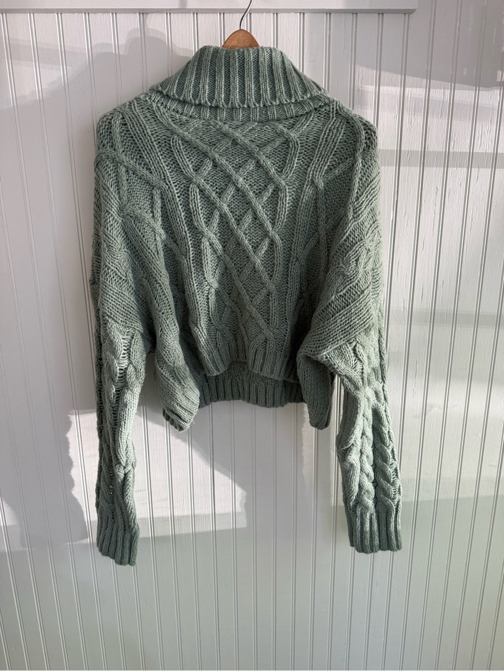 Altar'd State Seafoam Green Cable Sweater - Coastal Chunky Sweater M - Picture 3 of 3